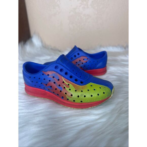 Natives Shoes Kids Robbie Sugarlite Print Chartreuse flame Size C11 - Picture 1 of 11
